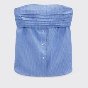 Zara poplin strapless striped top